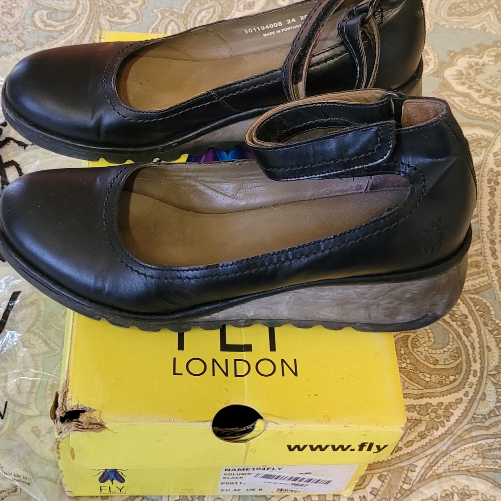 Fly London Black Wedge Shoes for Versatile Style